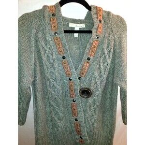 American Rags Studded And Ribbon Details With A Huge Wooden Button Latch Sz L
